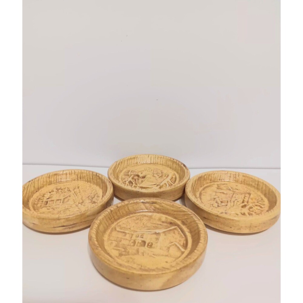 Duncan Enterprises Lot Of 4 Ceramic Amish Folklore  Country Home Coasters 3"